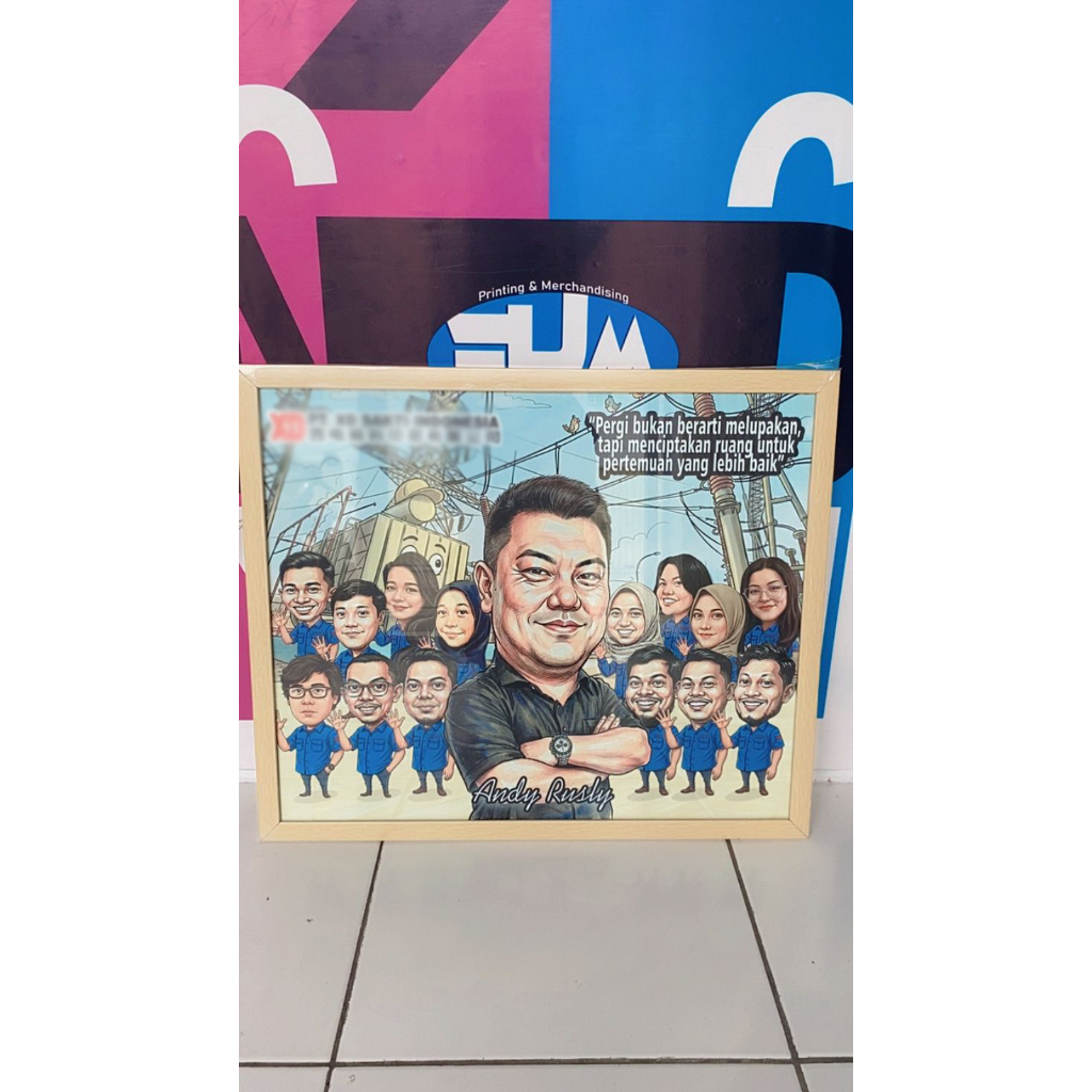 Karikatur Wajah Digital Kado Hadiah Perpisahan Farewell Murah