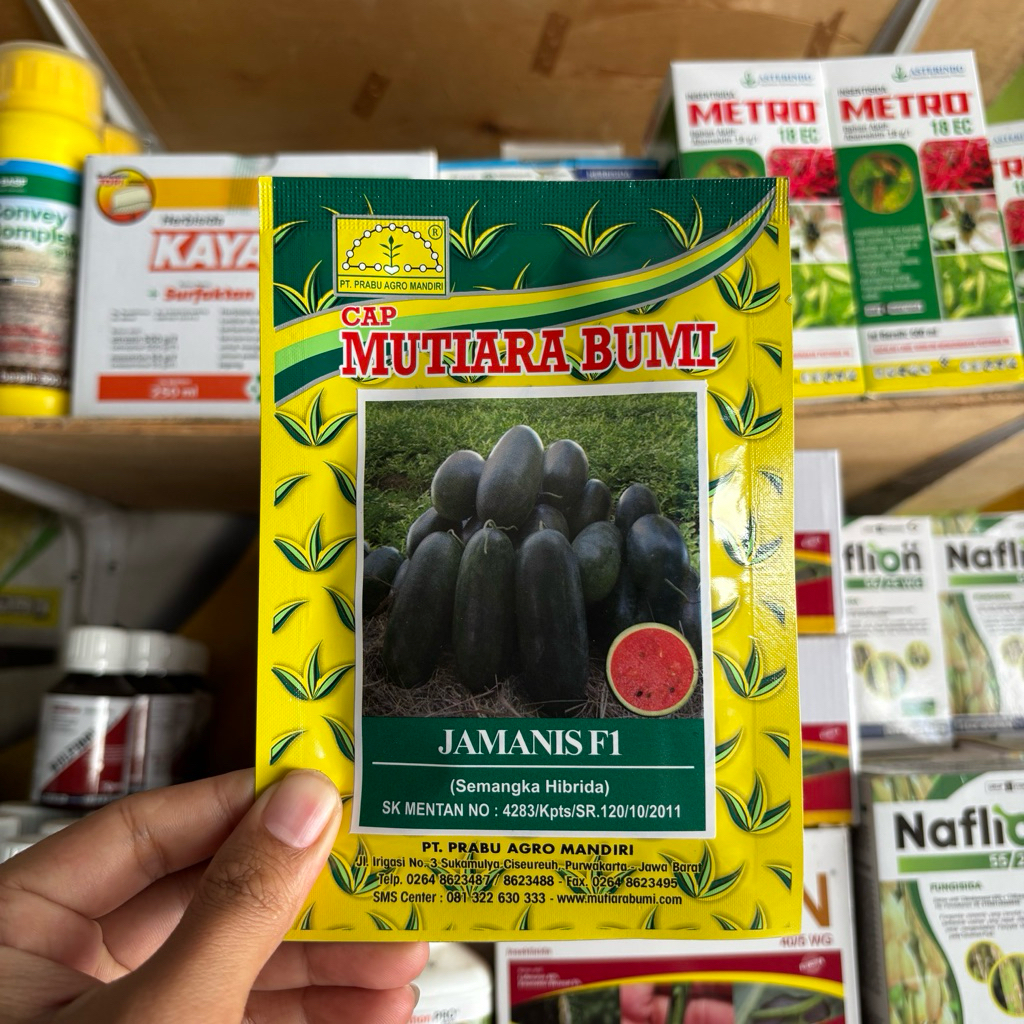 Benih Semangka Jamanis F1 Inul 20 Gram Cap Mutiara Bumi | Bibit Semangka Hitam Manis Produktif