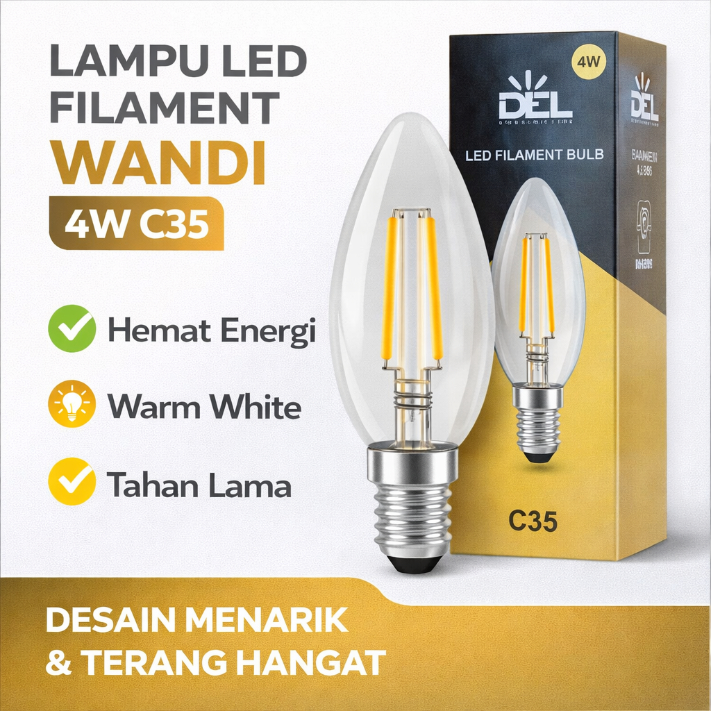 WANDI Lampu LED Filament 4W C35