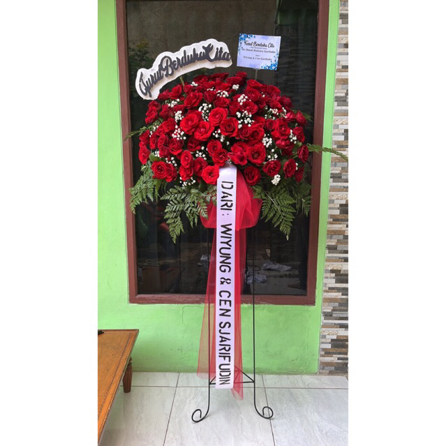 Karangan Bunga Standing Flowers | Dukacita Congratulations Happy wedding