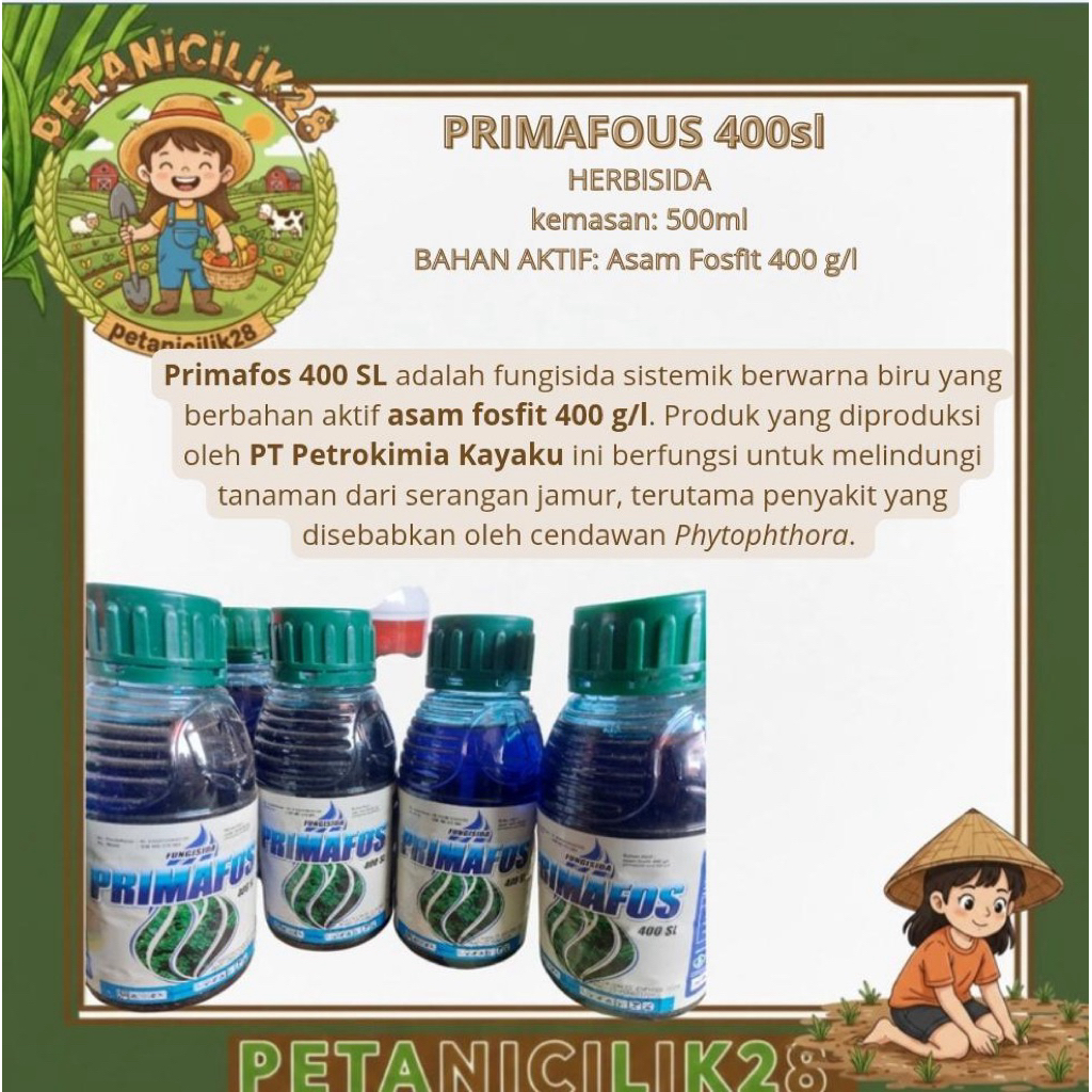 Fungisida Primafos 400SL 500ml - Sistemik, Pencegah Busuk Batang, Imunisasi Tanaman