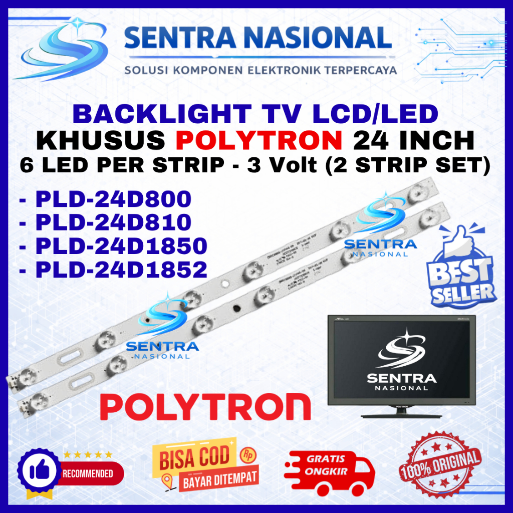 BACKLIGHT TV LED POLYTRON 24 INCH PLD24D800 PLD24D810 PLD24D1850 PLD24D1852 ORIGINAL | BACKLIGHT TV 
