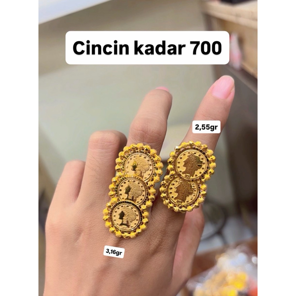 cincin koin variasi simple elegant emas asli kadar 700