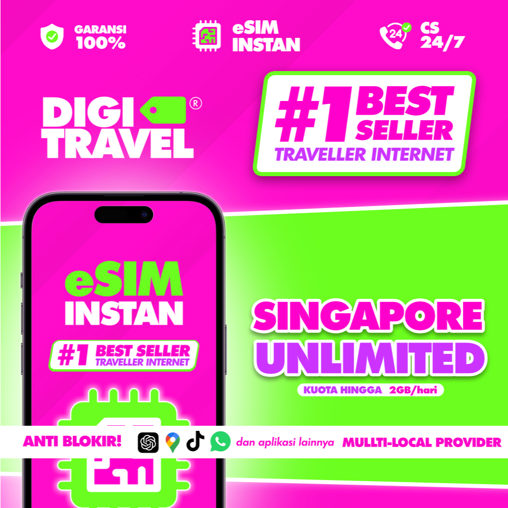 eSIM Singapore Singapura SingTel Unlimited Data Internet Roaming Travel - DIGITRAVEL