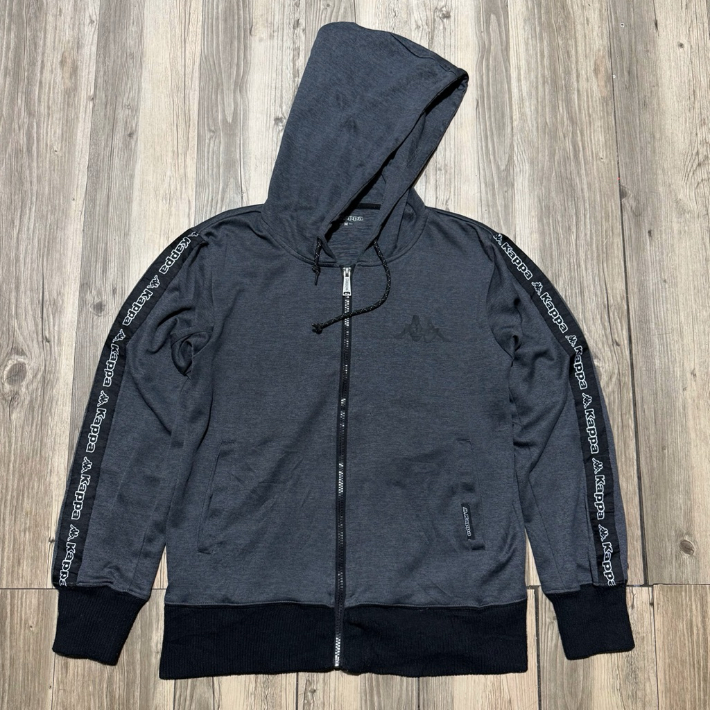 Kappa Tapped Tracktop Hoodie Grey Black Original