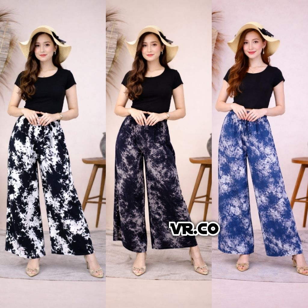 Celana Hommy kulot bahan rayon super adem | Oro pants motif tyedye