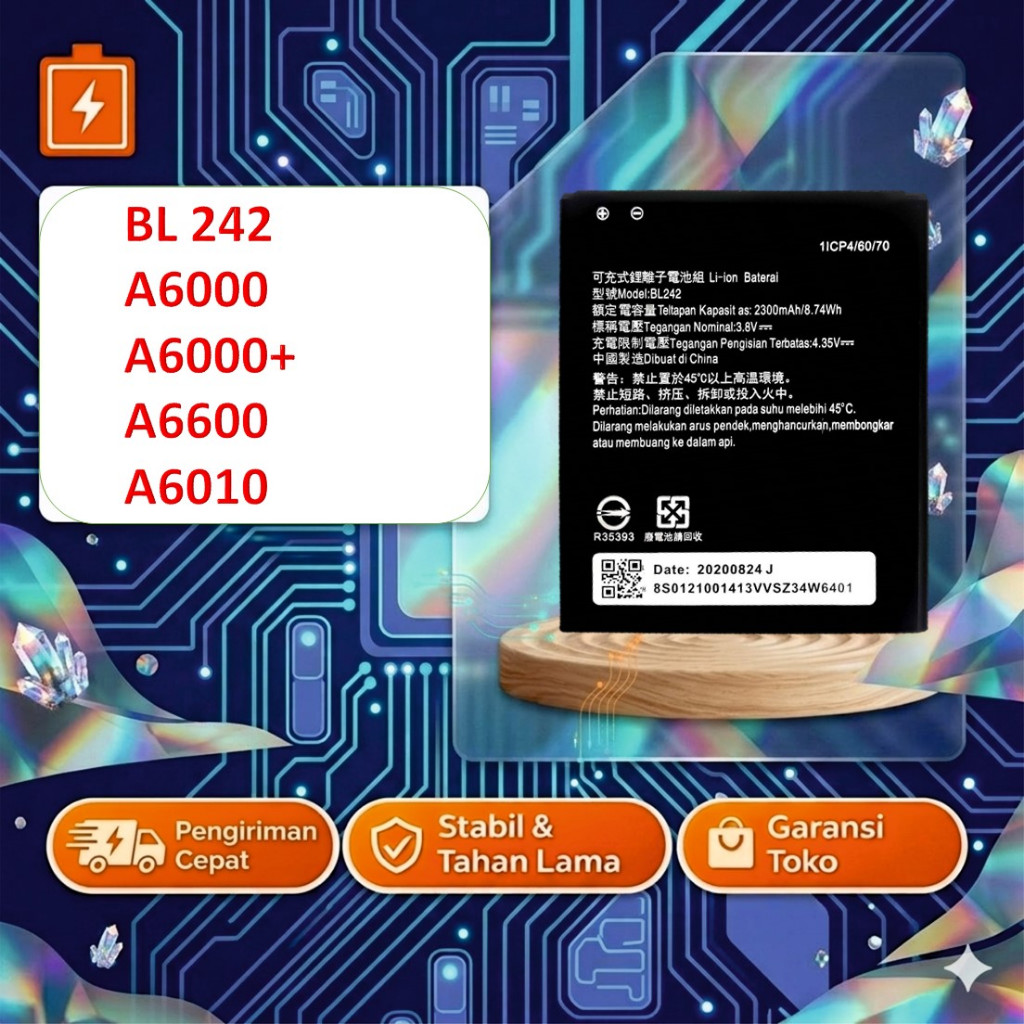 BL242 BATERAI LENOVO A6000 A6000+ A6600 BL 242