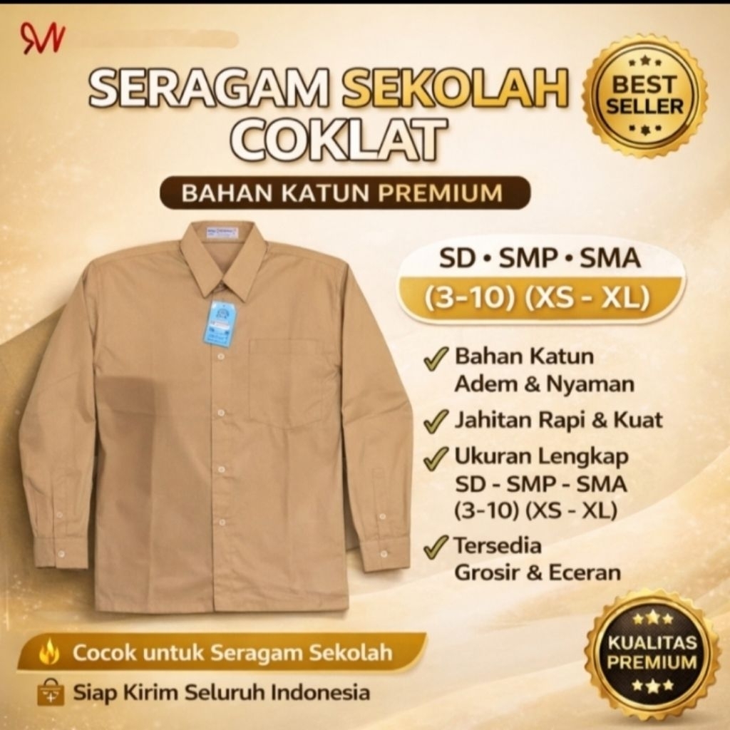 (Toko RN) SERAGAM SEKOLAH MEREK LUMAYAN HEM PRAMUKA LENGAN PANJANG