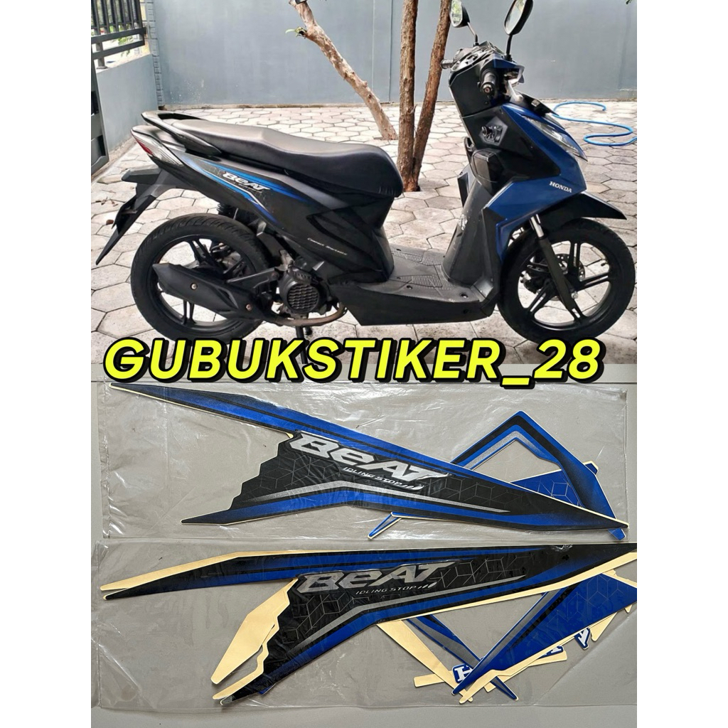 STRIPING STIKER LIS BODY MOTOR HONDA BEAT 2020 IDLING STOP BIRU