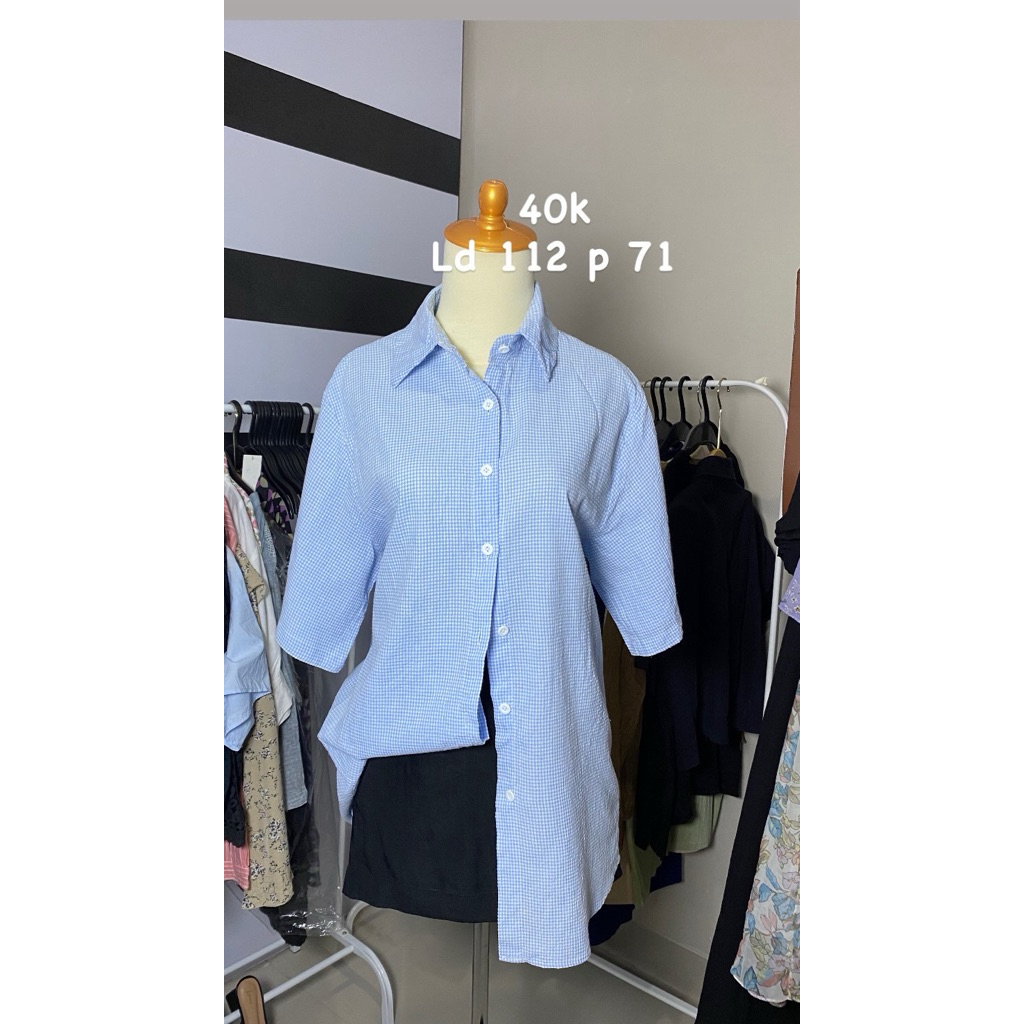kemeja outer baby blue oversize