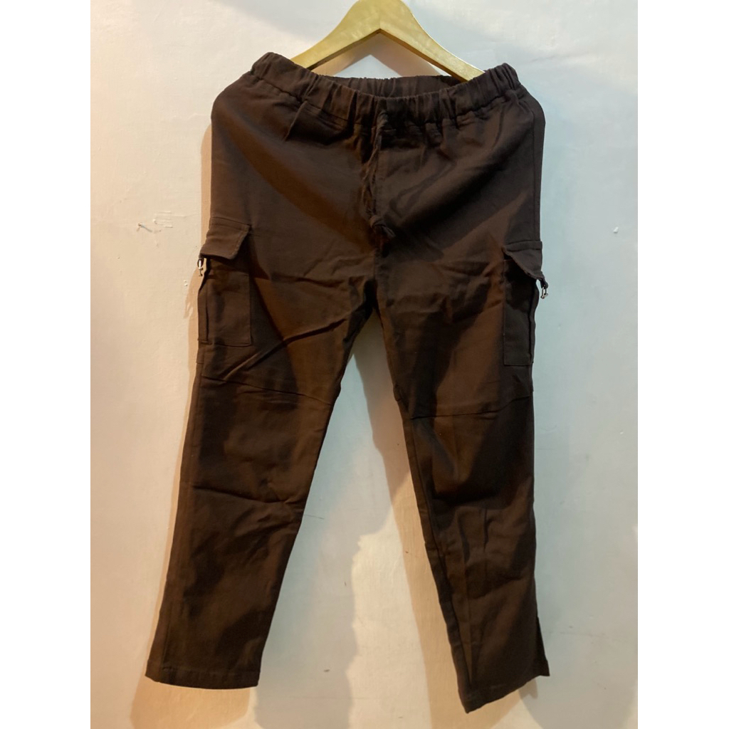 Preloved Celana Twill Drill High Waist Dark Brown