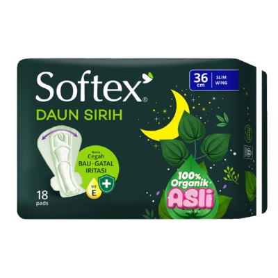 SOFTEX DAUN SIRIH NIGHT 36CM 18PADS / PEMBALUT WANITA BERSAYAP