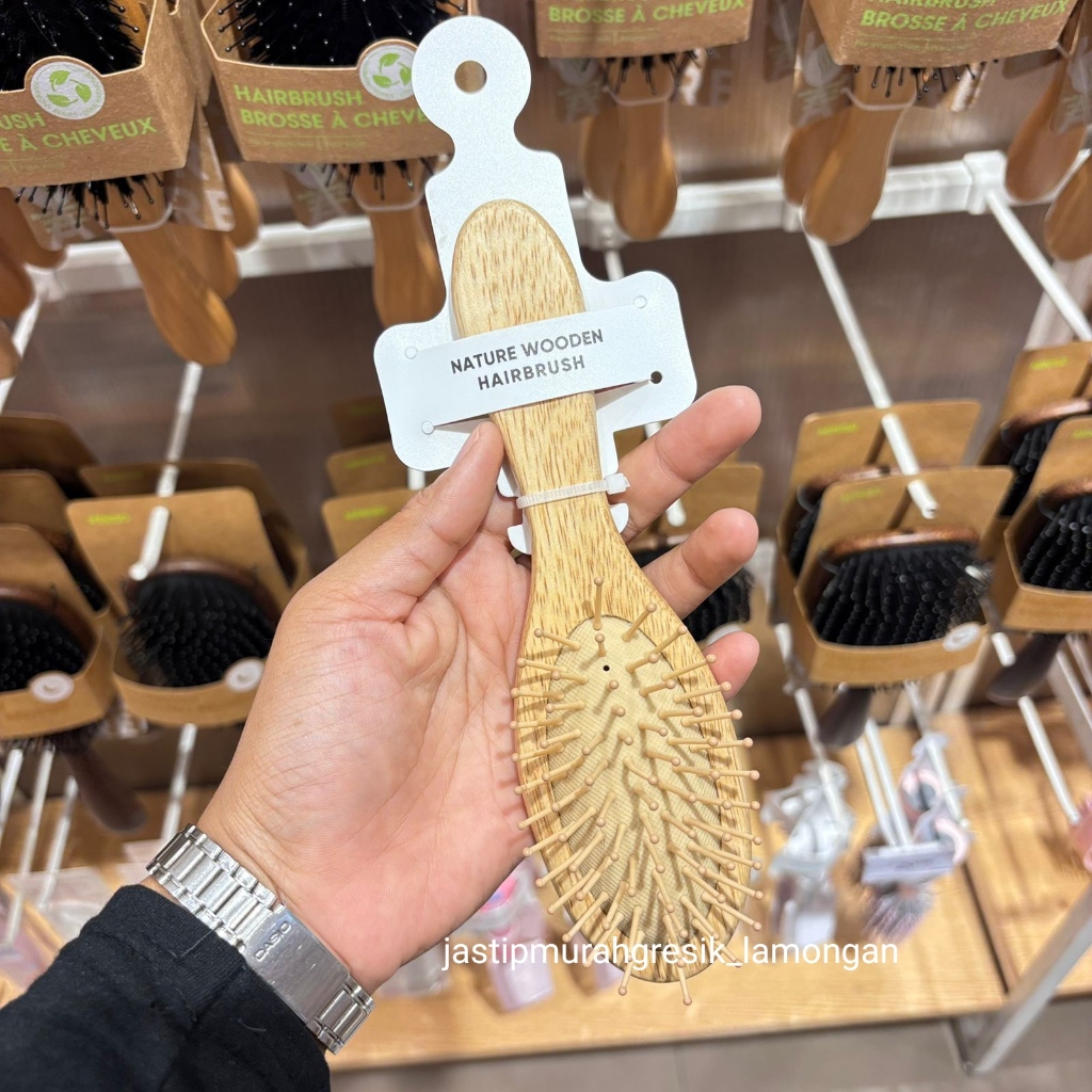 Sisir Kayu Miniso Hairbrush – Natural Wooden Hairbrush | Miniso