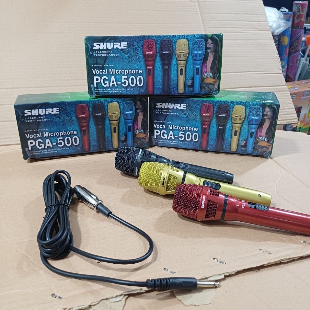 Mikrofon kapal Shure PGA 500 Mik kabel panjang ±4 meter mikrofon microphone mikropon mic kabel