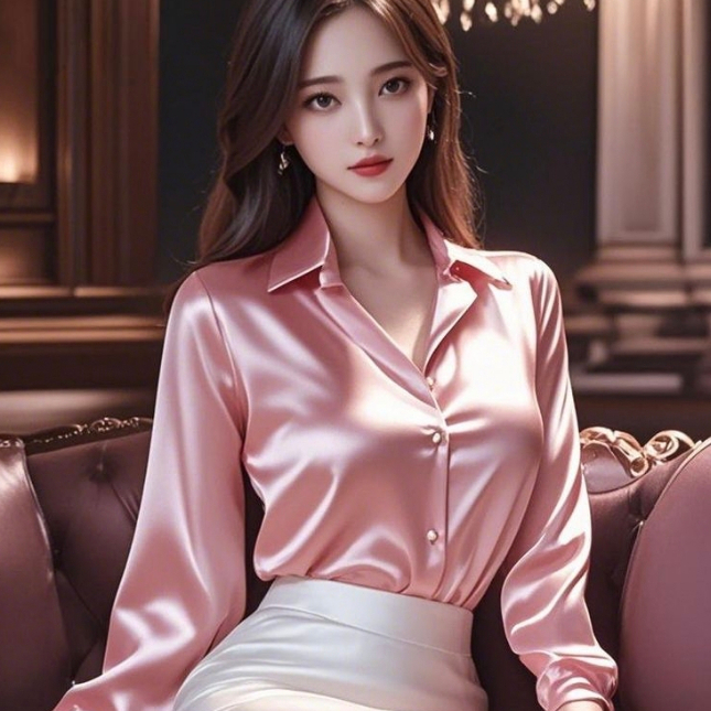 Kemeja Satin Wanita Premium Silk Shirt Import / Top Satin Wanita / Kemeja Oversize Shirt Wanita