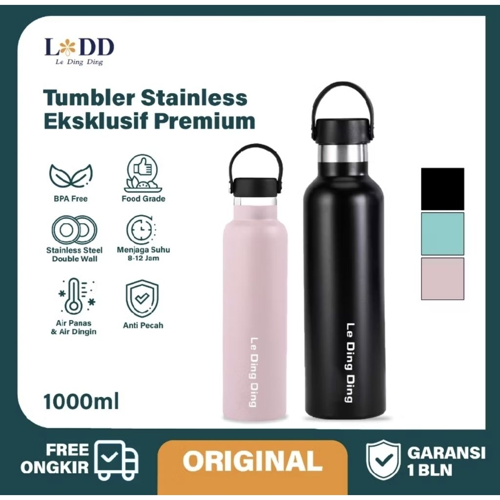 Le Ding Ding-Tumbler  Termos Tahan Panas& Dingin Stainless Steel Bottle 750ml 1000ml Boto...