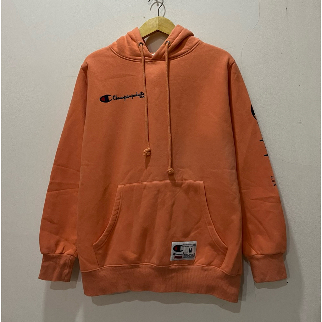 Hoodie Supreme X Champion Spellout Peach
