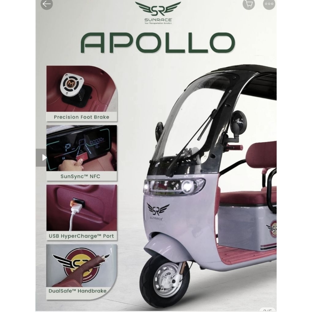 HARGA TERMURAH PROMO SEPEDA LISTRIK SUNRACE APOLLO RODA TIGA PREMIUM PROMO