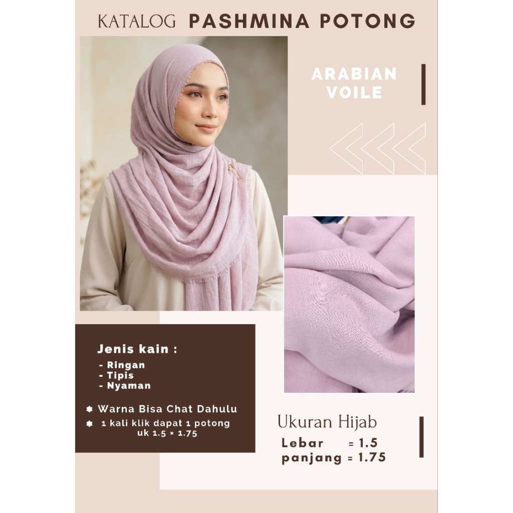 Pashmina Arabian Voile / Kain Pashmina / Bahan Hijab / Arabian Voile / Hijab Pashmina / Kain  Pashmi