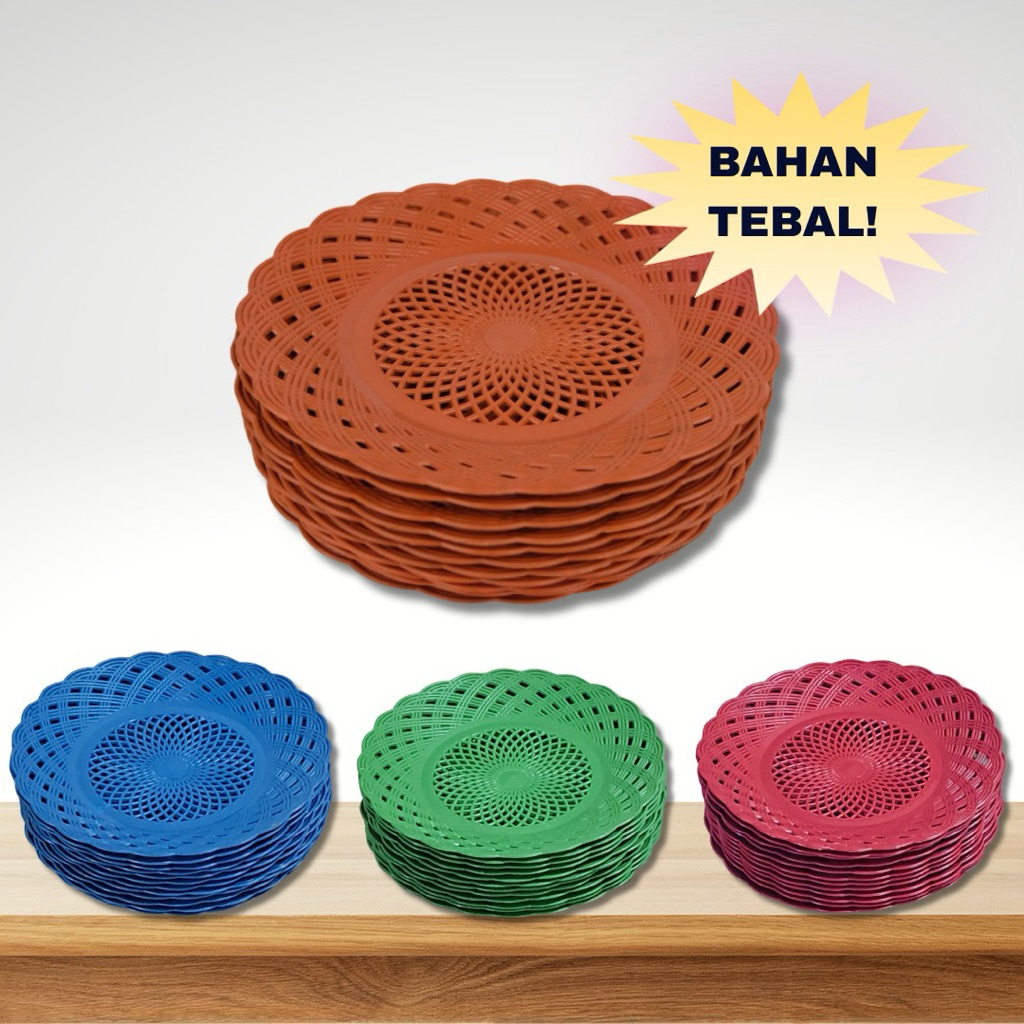 Piring Rotan Plastik TEBAL (1Lusin)