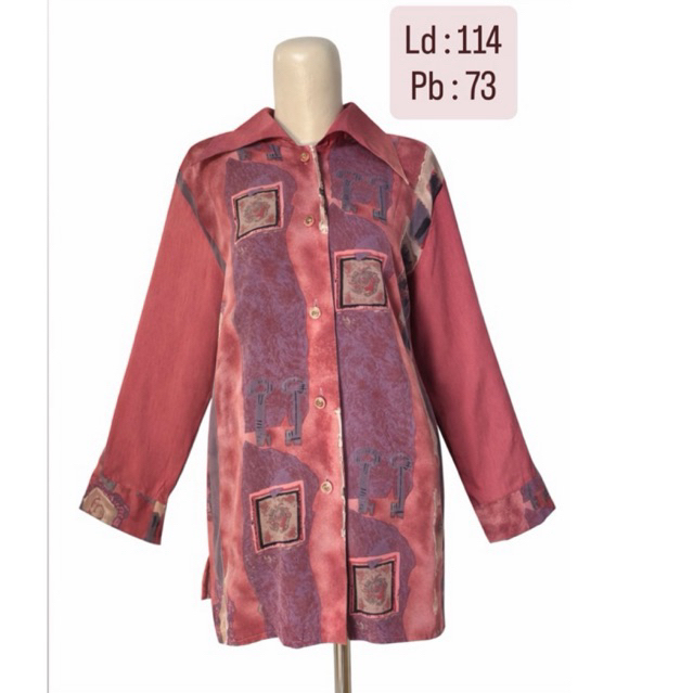 preloved baju kemeja vintage pink wanita
