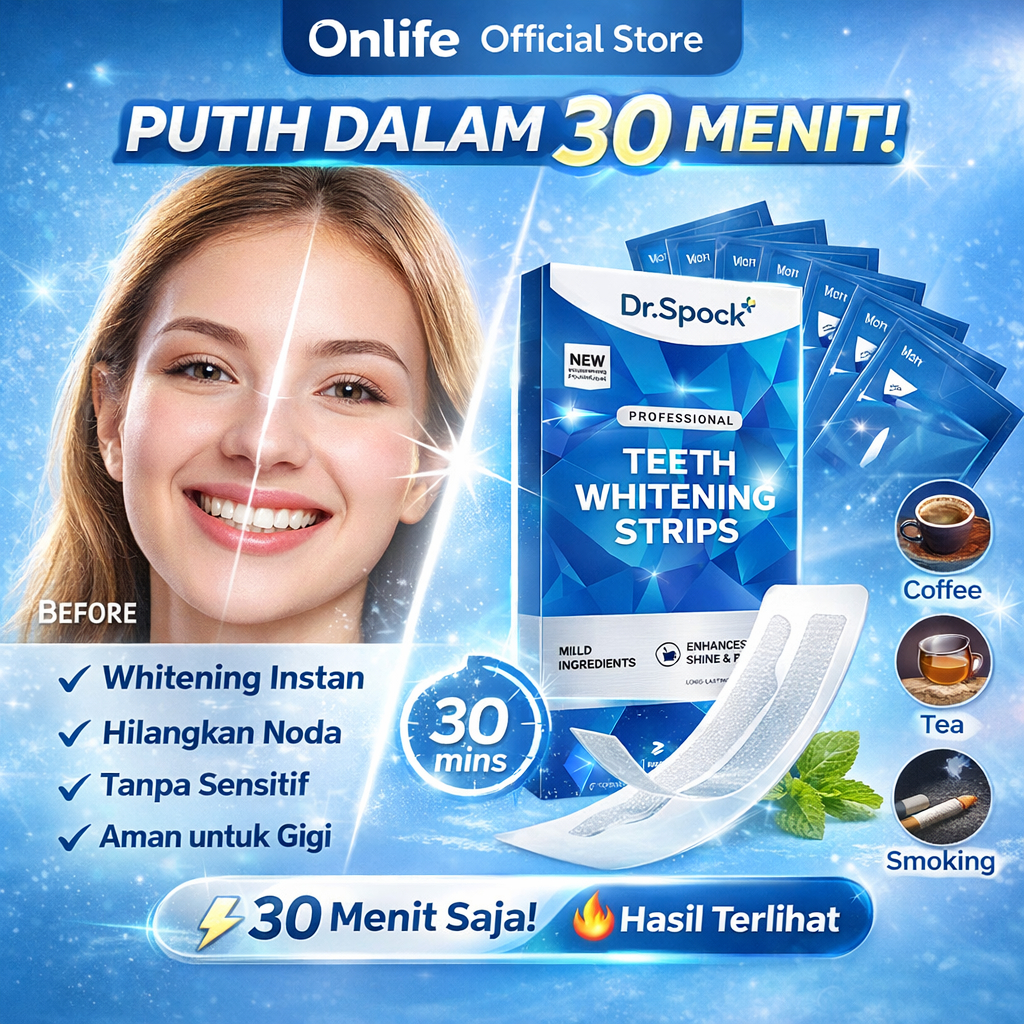 Onlife 7Pcs/set Teeth Whitening Strips Pemutih Gigi 30 Menit Hilangkan Noda Kuning Anti Sensitif Pro