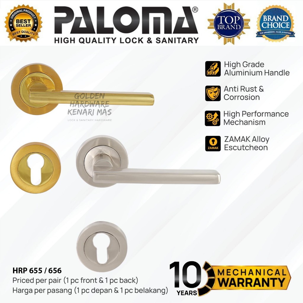 PALOMA HRP 655 HRP 656 Handle Lever Roses Gagang Pintu Rumah Kamar Tidur Minimalis Havana Zamak Alum