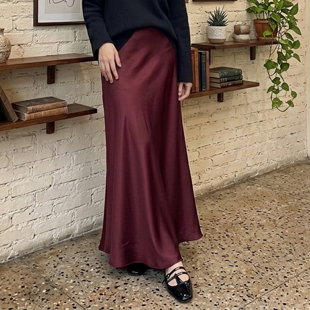 Rok Satin Silk Premium Maxi – Long Korean Satin Skirt – Look Slim – S–3XL | CAROSEL