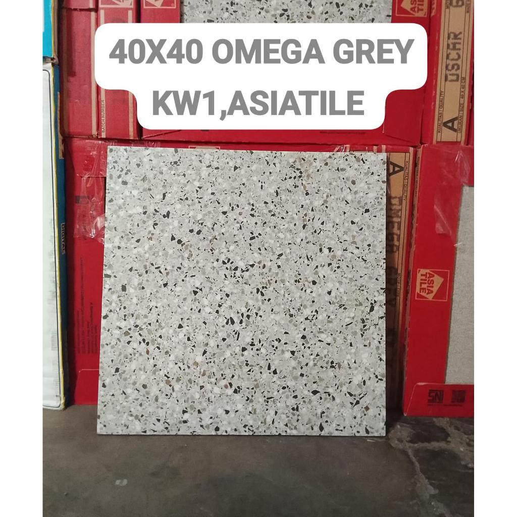 KERAMIK LANTAI GARASI/EXTERIOR OMEGA GREY 40X40 KW1 / Keramik Garasi / Keramik Taman - ASIA TILE