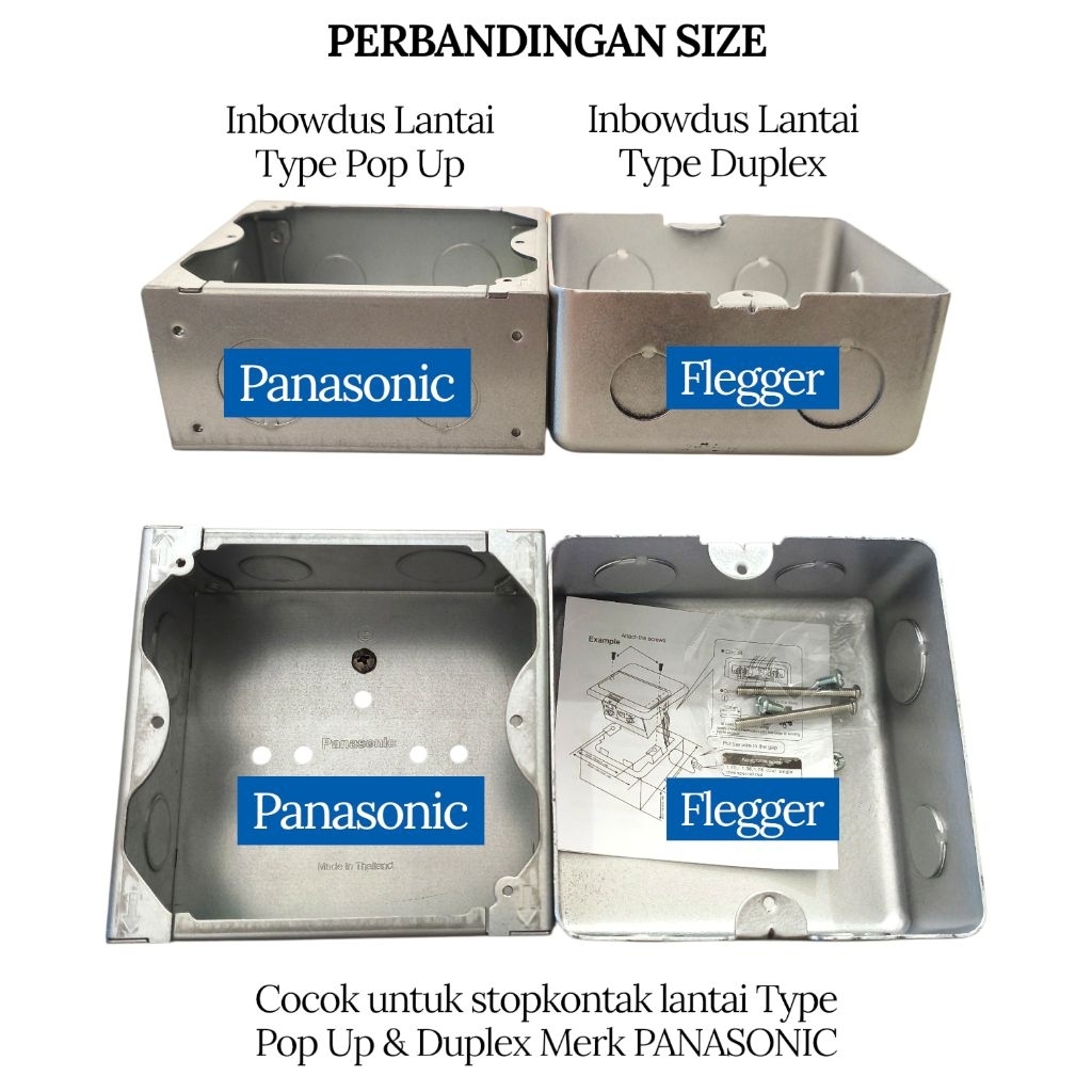 Inbodus untuk Stop Kontak Lantai Panasonic Duplex Inbowdos Inner Dudukan Mangkok Inbowdus Plat Besi