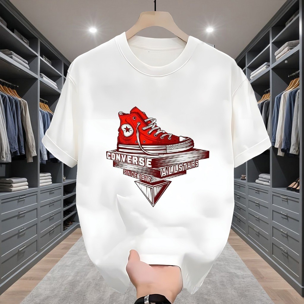 COD Kaos Pria Distro 100% Katun Premium Motif Sepatu Converse Retro Keren Trendy Streetwear Fashion 