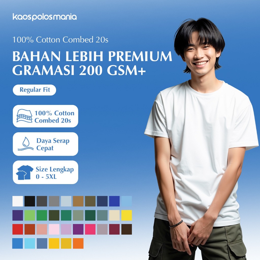 [TEBAL] PART 1 KPM Apparel Kaos Classic Premium Reguler Size Dewasa Cotton Combed 20s Lengan Pendek 