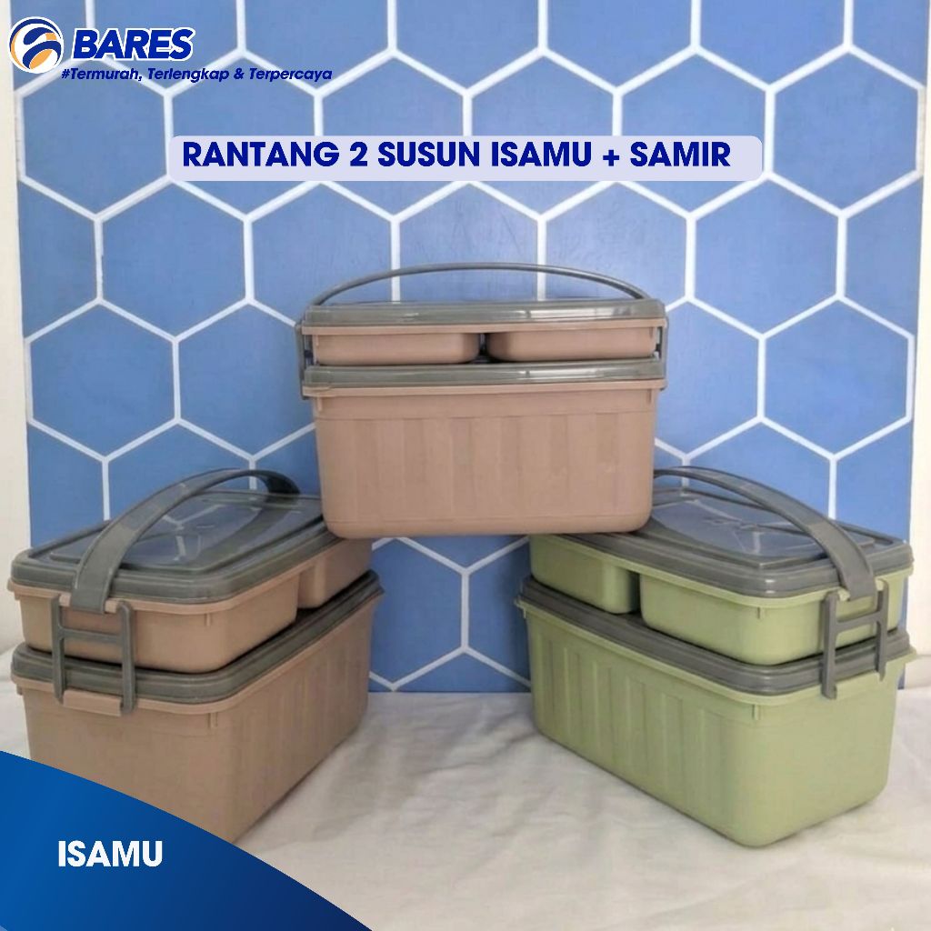 Rantang Plastik 2 Susun Isamu Cosmo / Rantang Hajatan Murah / Rantang Plastik Serbaguna / Rantang Pi