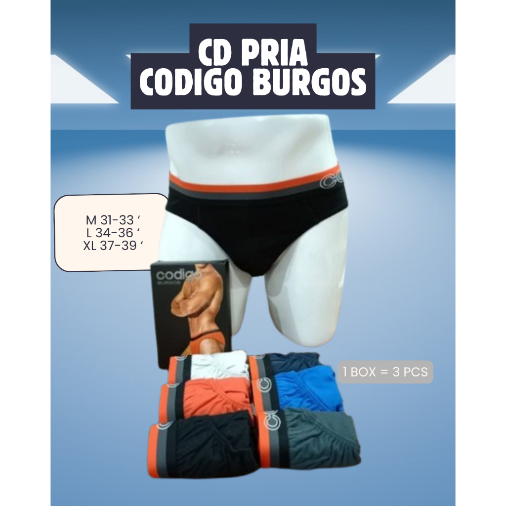 3 Pcs CD Cowok Codigo Burgos / Celana Dalam Pria Katun Codigo 02328C