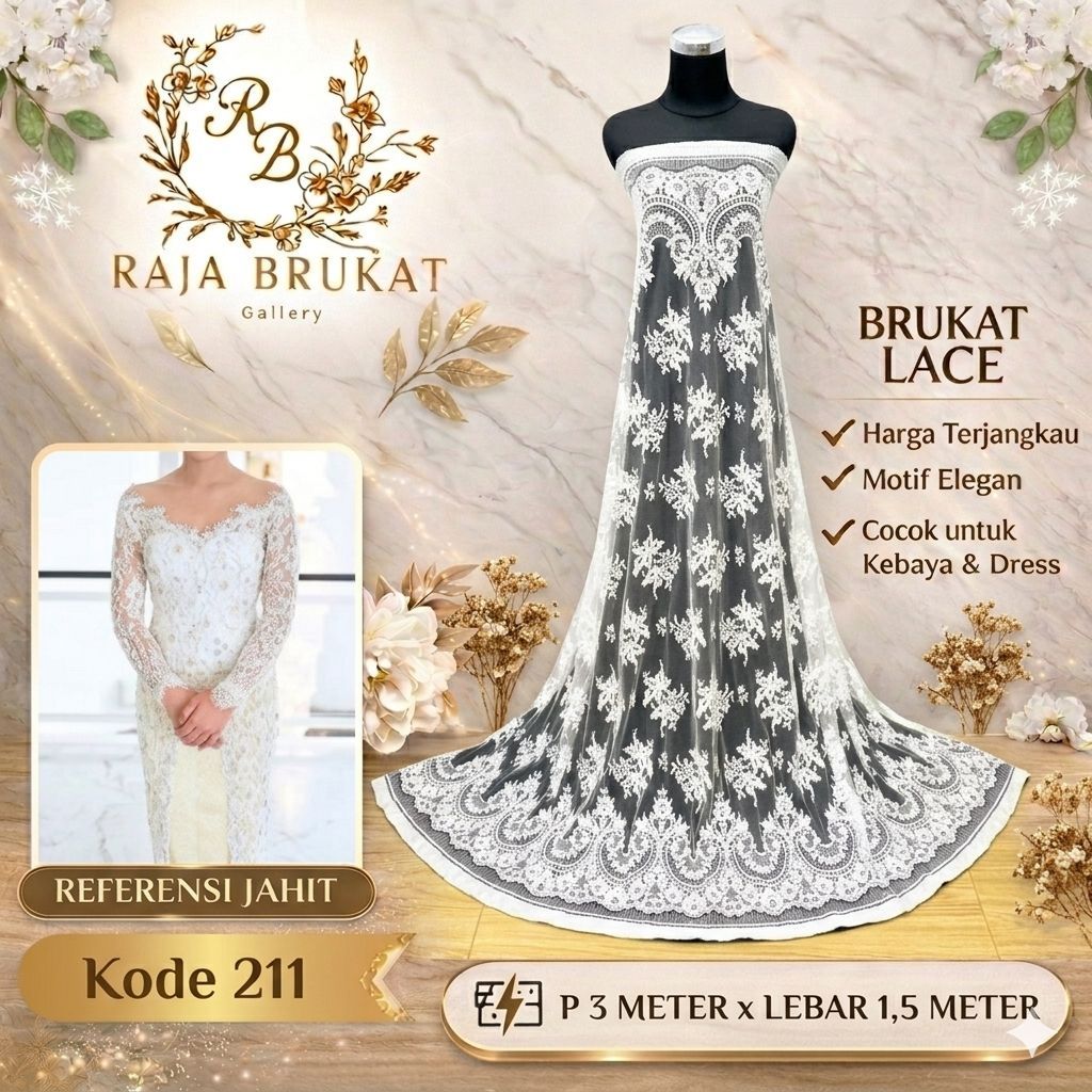 Kain Panel Brukat Semi Prancis Outline Metalic - 211 - Grade B - Panjang 3 m Lebar 1,5 m - Kain Bruk