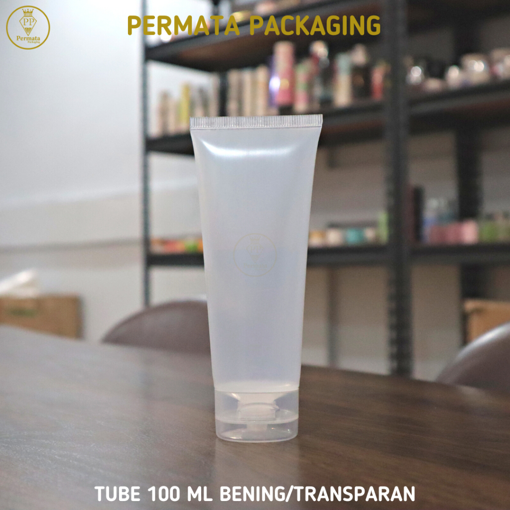 Tube 100ml Transparan Fliptop / Blank Tube 100ml Bening Fliptop - Instant/Sameday