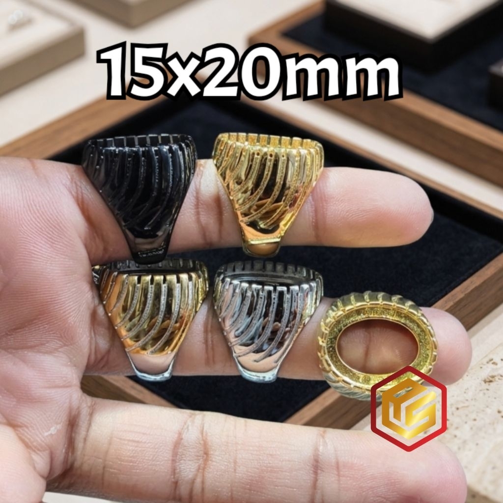 Ikatan Cincin Titanium Tanam 15x20mm Model Zebra