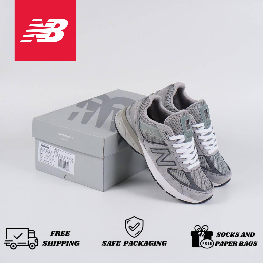 Sepatu New Balance 990 V5 Grey Original Pria Wanita NB 990 Premium Sneakers Import