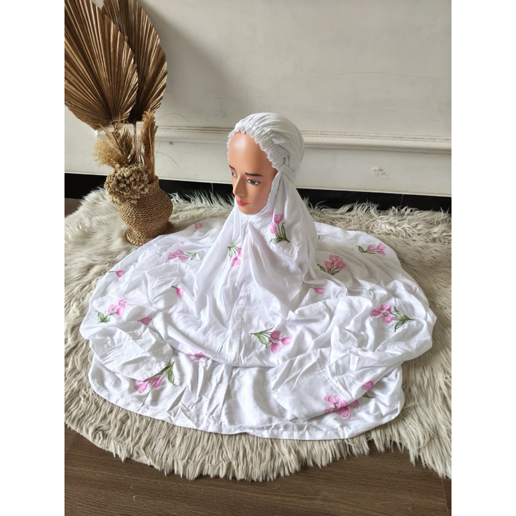 Laykha - Mukena terusan Daily rayon bordir bunga tulip