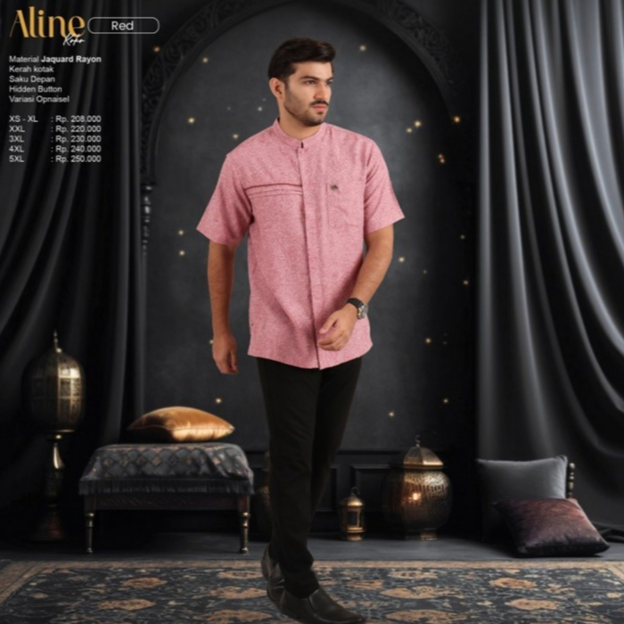 Disc Koko Nibras Aline Red Atasan Lengan Pendek Jumbo Jacquard Rayon mix Baby Doll Premium
