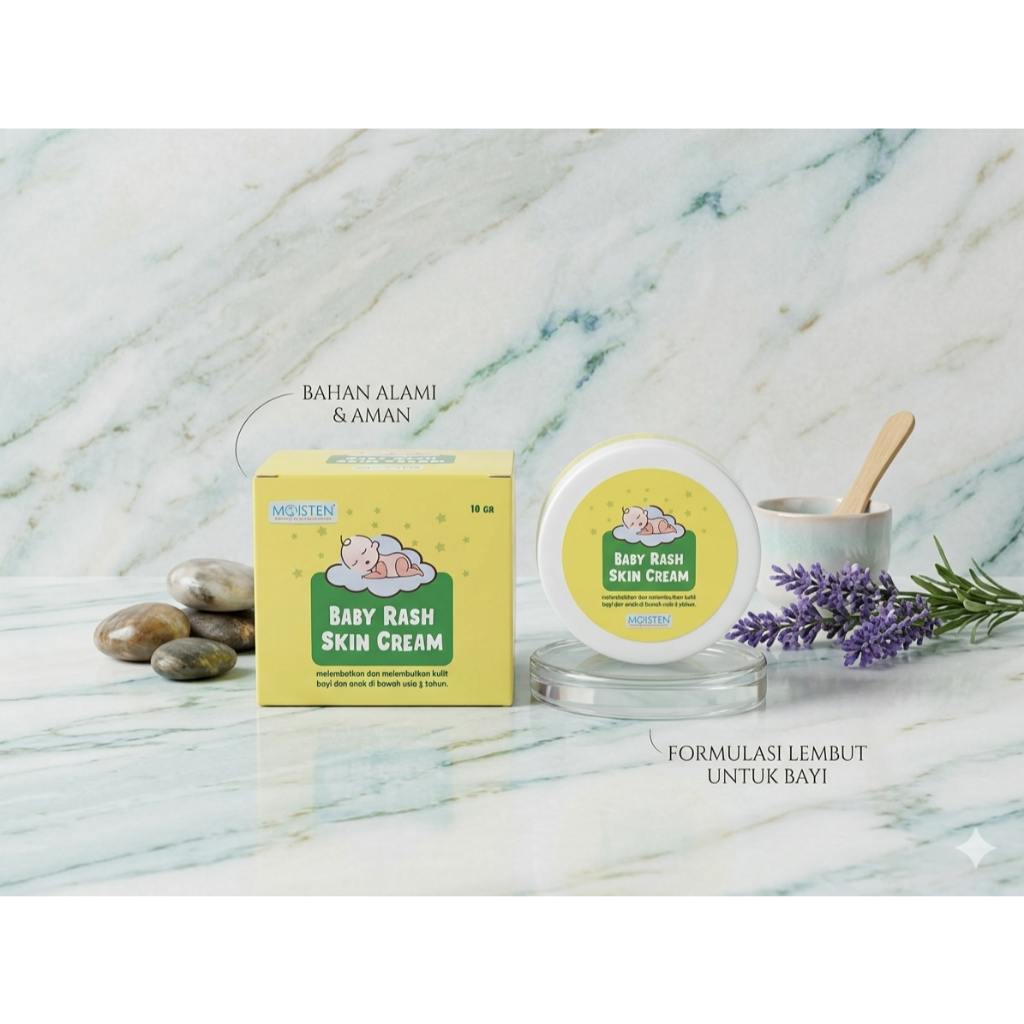 Moisten Baby Rash Skin cream (Krim pencegah dan pereda ruam kemerahan bayi)