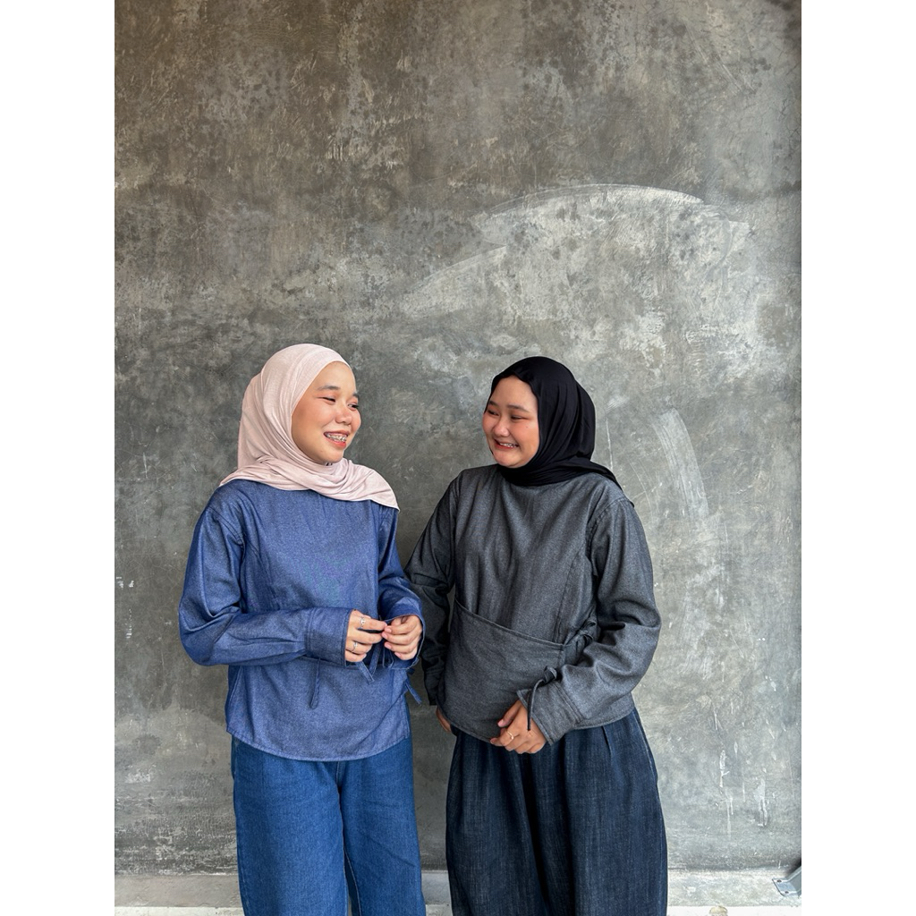 ATASAN WANITA BLOUSE DENIM KEMEJA DENIM BAJU WANITA DENIM PAKAIAN WANITA