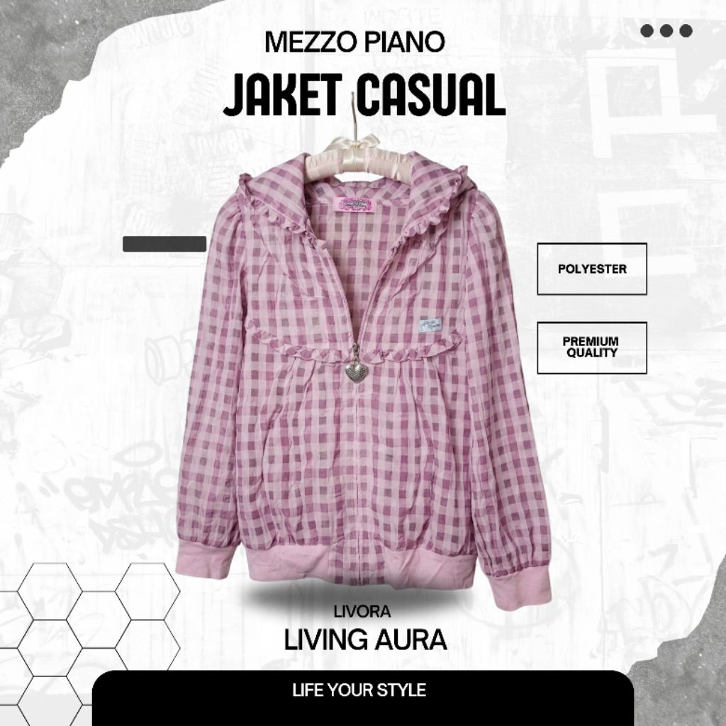 Jacket Casual Mezzo Piano Warna Lilac Motif Kotak Like New