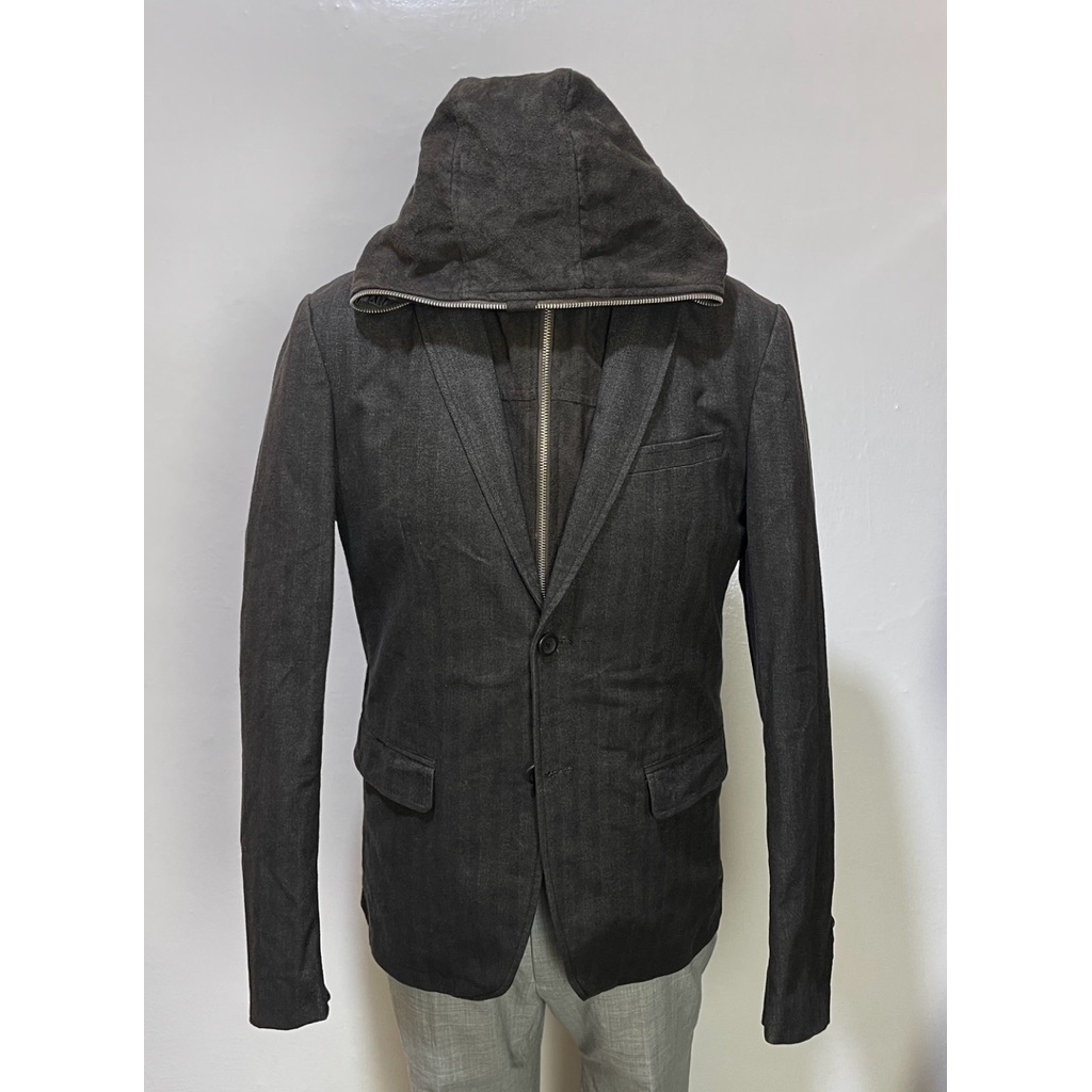 g2000 blazer hoodie abu gelap jas casual L