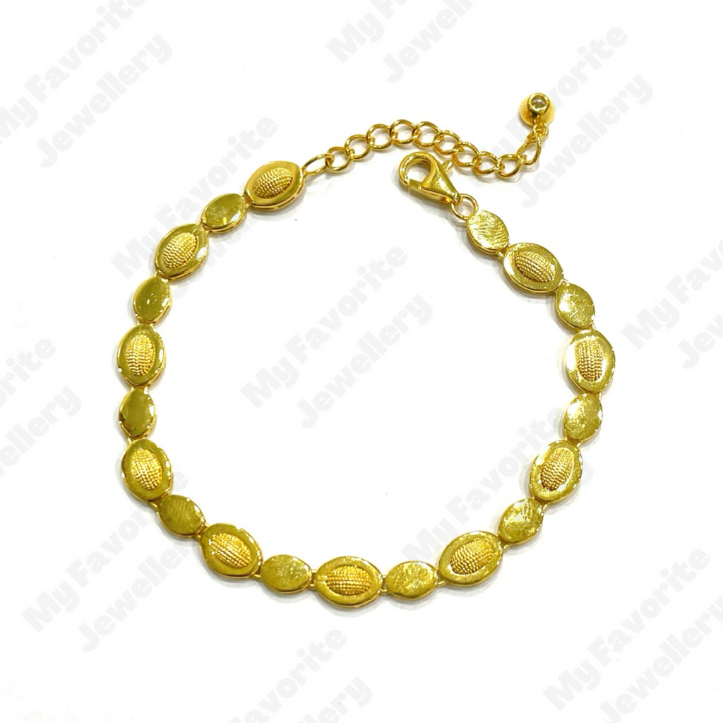 Gelang Plat Motif Jagung Ada Extension Emas Asli Kadar 700 16K