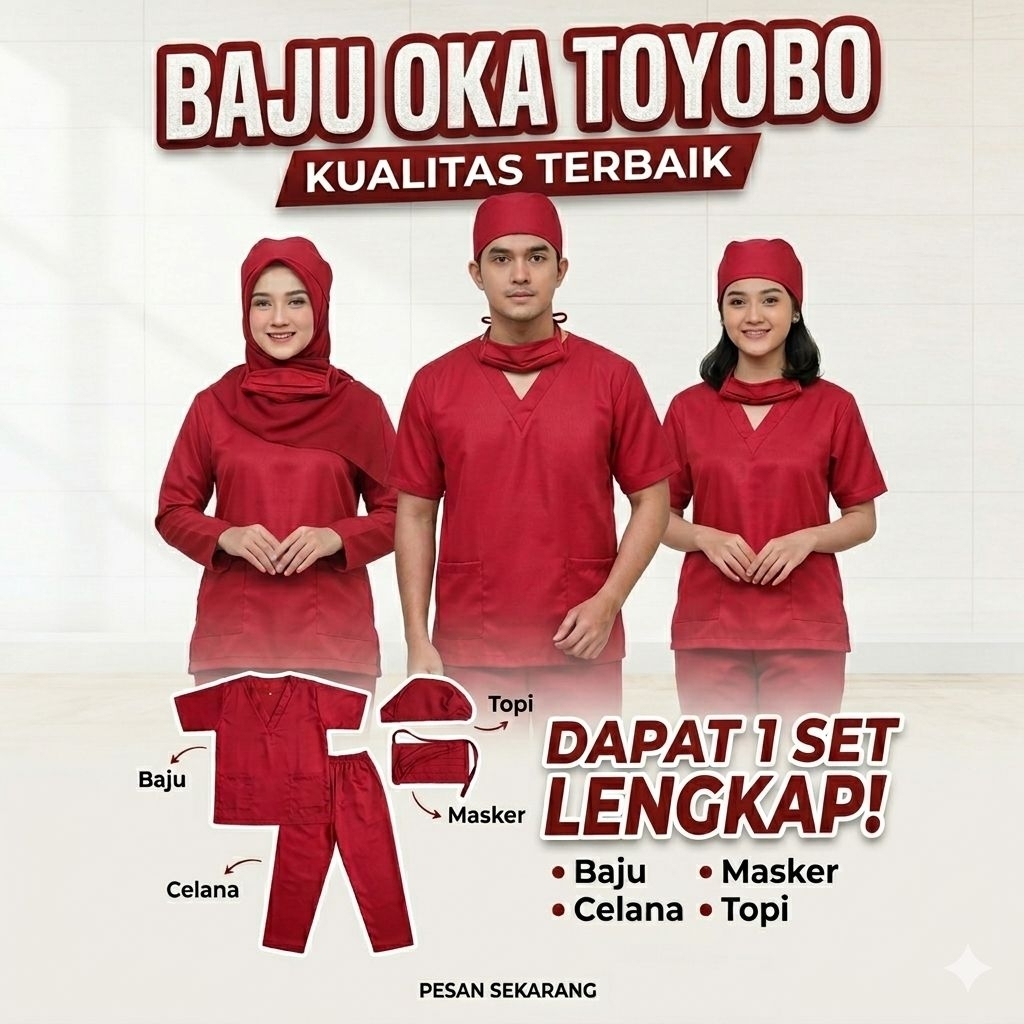 TOYOBO merah baju jaga oka ok perawat dokter bidan nakes