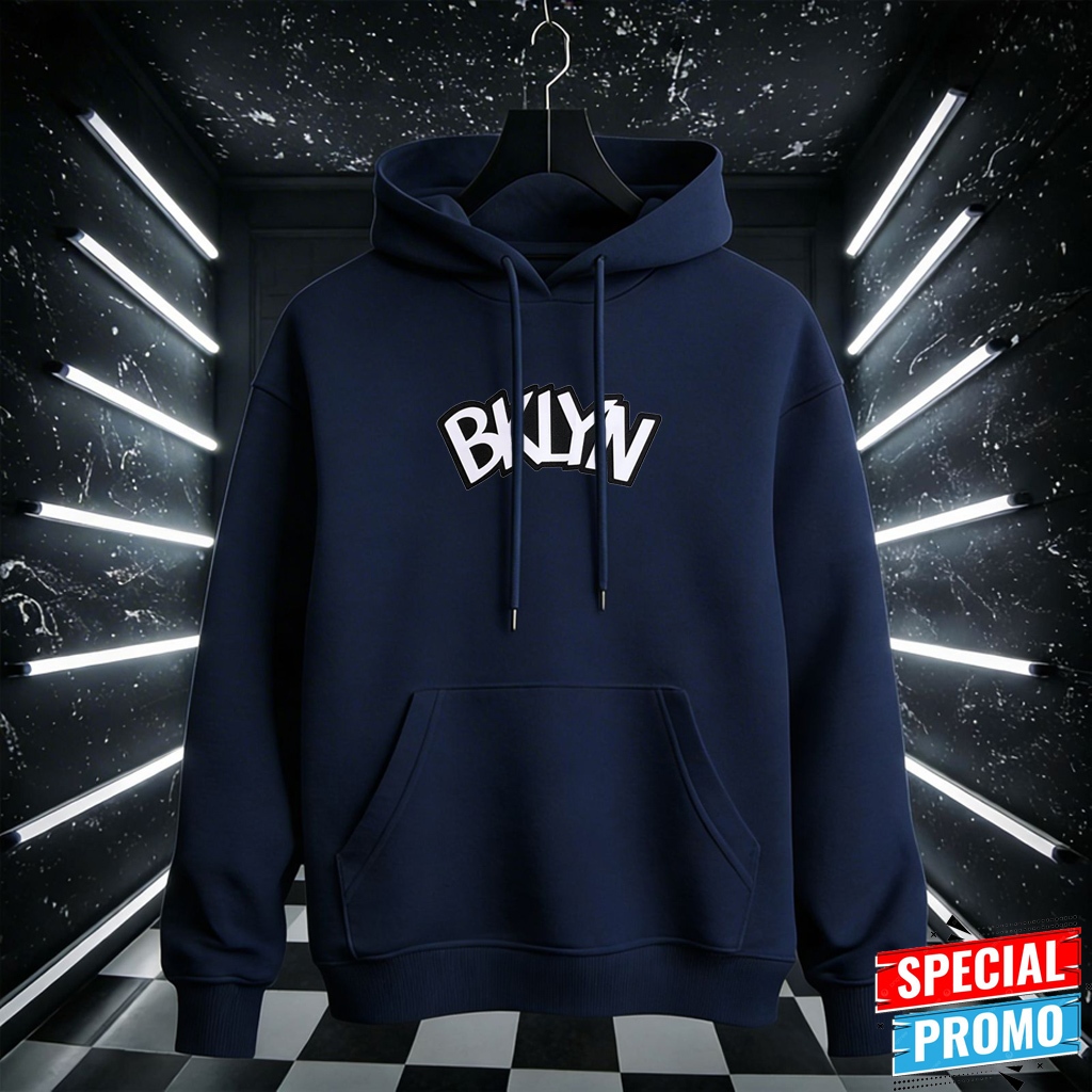 Hoodie Distro Bklyn Print Katun Flace Korean Streat Pria Wanita Tebal Nyaman
