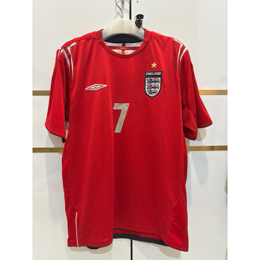Jersey baju bola retro timnas England 2004-2006 Beckham 7