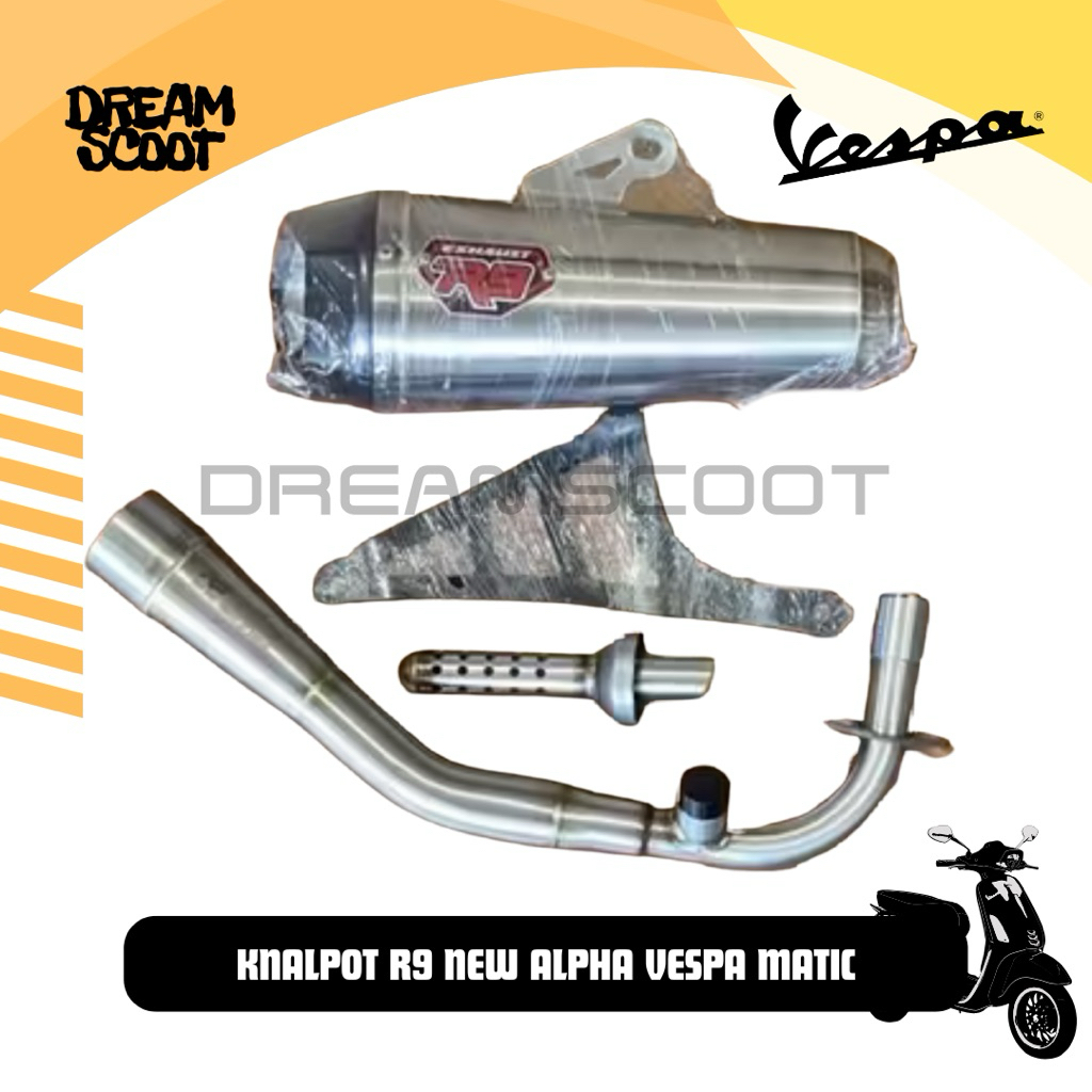 Knalpot R9 New alpha Series Silver knalpot vespa sprint vespa primavera vespa S Vespa LX Knalpot Ves