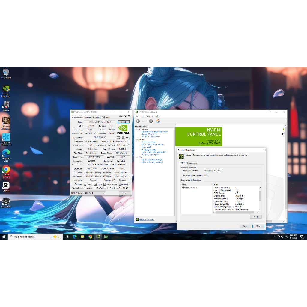 VGA NVIDIA GTX 750TI 2GB GDDR5 NOT GTX 1050 1050TI 1060 1650 1660